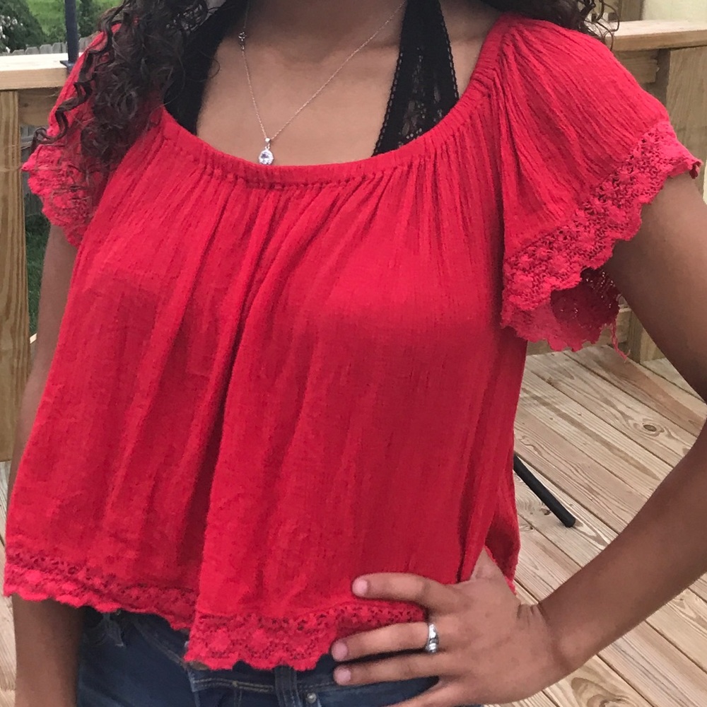 Rue21 Red Off-the-Shoulder Top